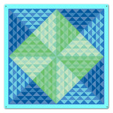 4 Pyramids Blue Quilt Metal Sign