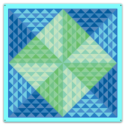 4 Pyramids Blue Quilt Metal Sign