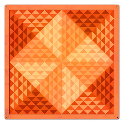 Pyramids Quilt Orange Metal Sign