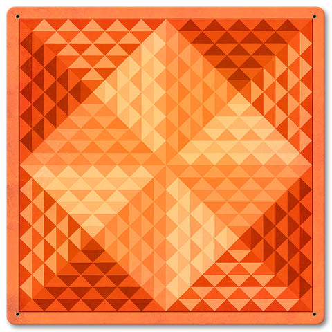 Pyramids Quilt Orange Metal Sign