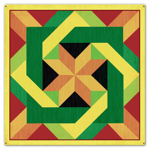 Box In Box Quilt Metal Sign