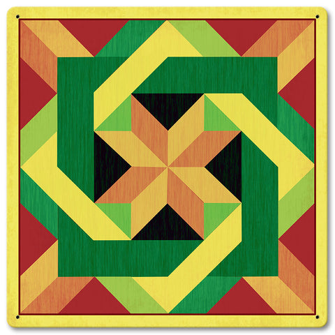 Box In Box Quilt Metal Sign