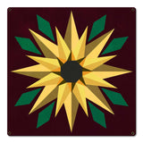 Sunflower Burgundy Background Metal Sign