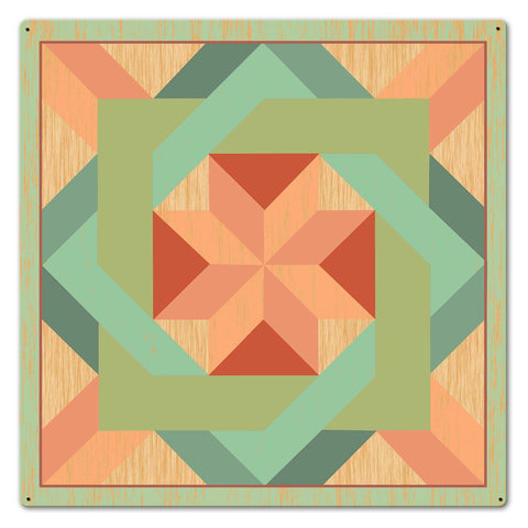 Box In Box Quilt Metal Sign