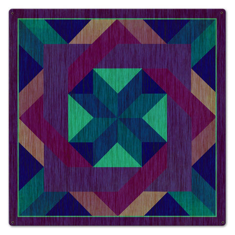 Box In Box Quilt Purple Metal Sign