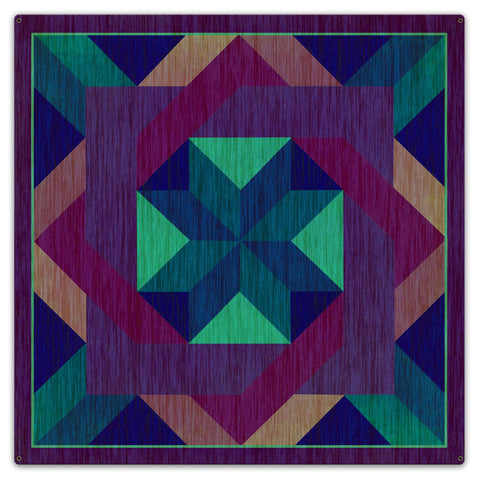 Box In Box Quilt Purple Metal Sign