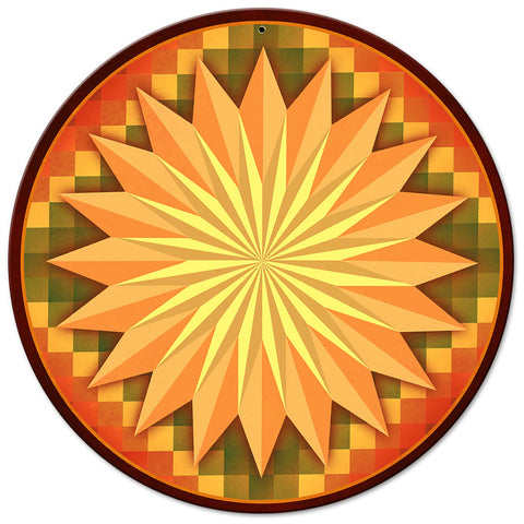 Multi Starburst Around The World Metal Sign