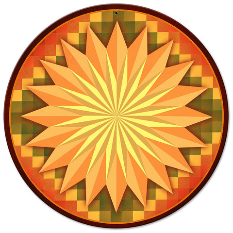 Multi Starburst Around The World Metal Sign