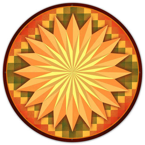 Multi Starburst Around The World Metal Sign