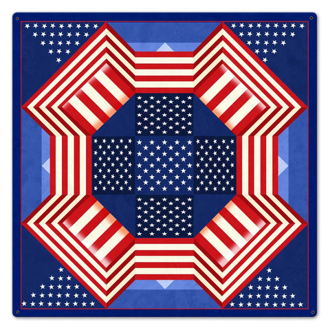 Patriotic Quilt Metal Sign