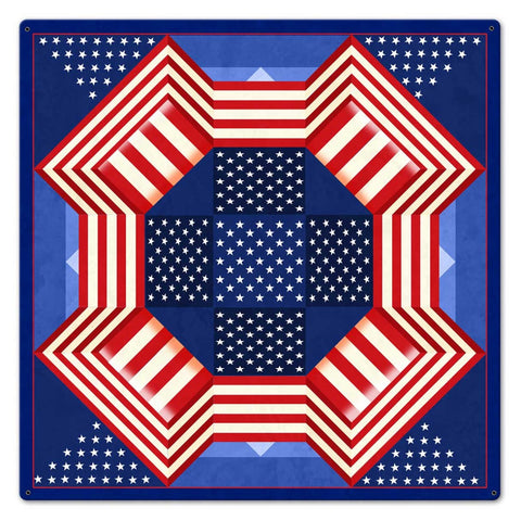 Patriotic Quilt Metal Sign