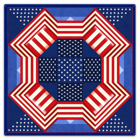 Patriotic Quilt Metal Sign