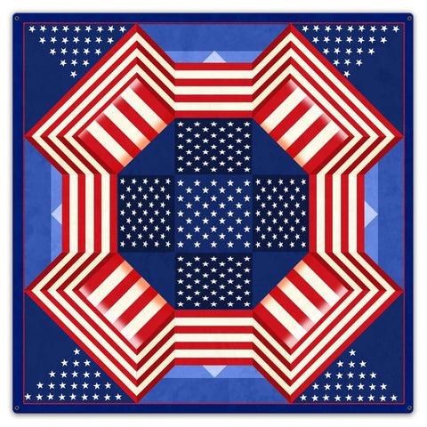 Patriotic Quilt Metal Sign