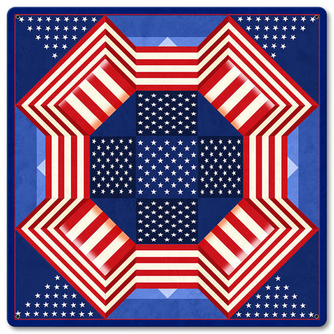 Patriotic Quilt Metal Sign