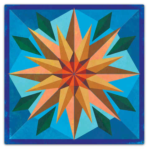 Sunflower Light Blue Background Metal Sign