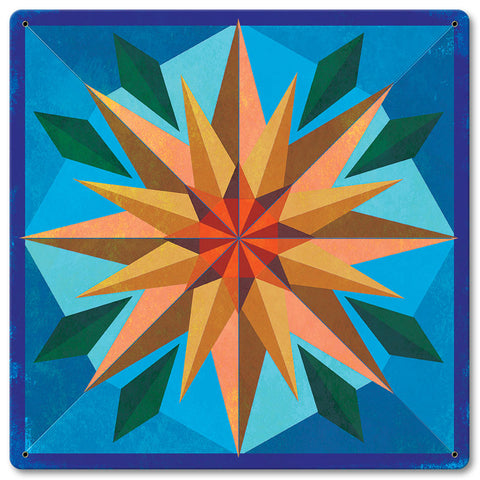 Sunflower Light Blue Background Metal Sign