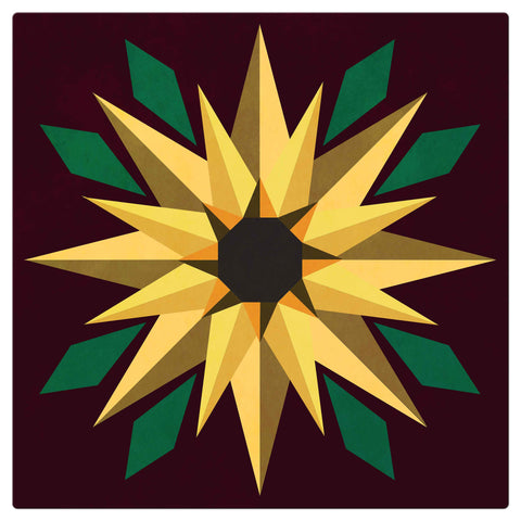 Sunflower Burgundy Background 48 x 48 Custom Shape Metal Sign