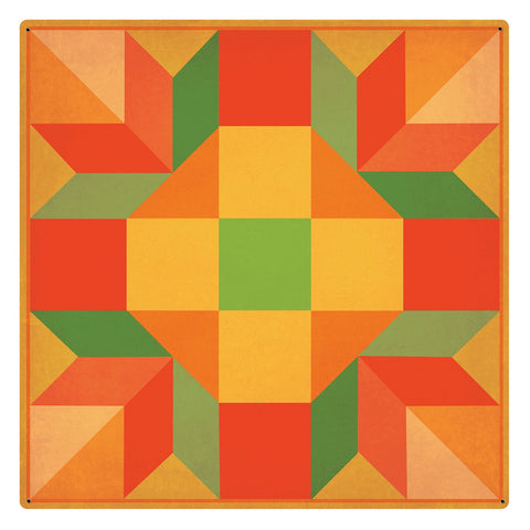 Orange Quilt 24 x 24 Custom Shape Metal Sign
