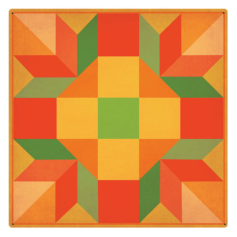 Orange Quilt 24 x 24 Custom Shape Metal Sign