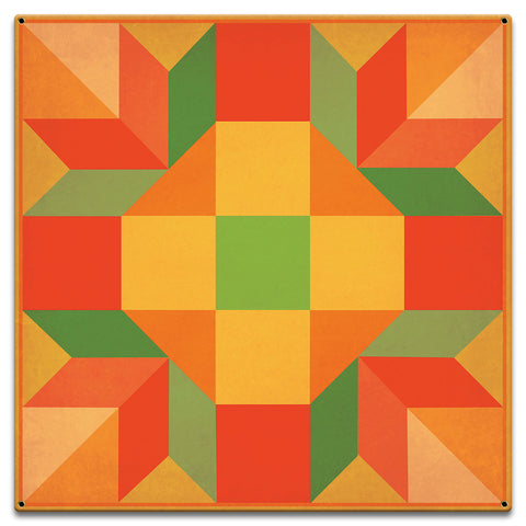 Orange Quilt 18 x 18 Custom Shape Metal Sign
