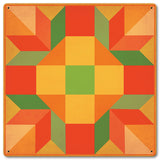 Orange Quilt 12 x 12 Satin Metal Sign