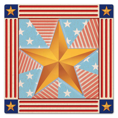 Stars and Stripes 24 x 24 Custom Shape Metal Sign