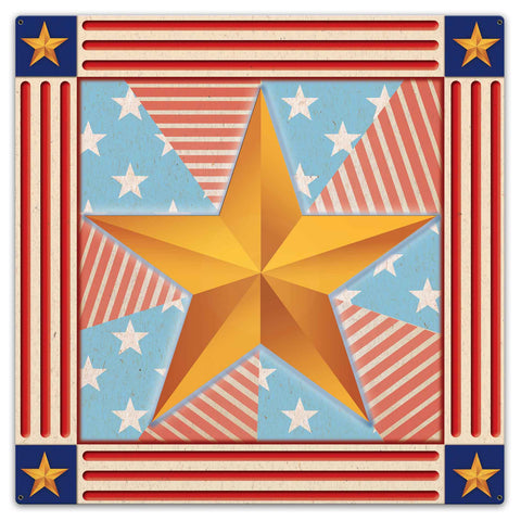 Stars and Stripes 36 x 36 Custom Shape Metal Sign