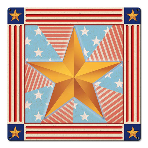 Stars and Stripes 18 x 18 Custom Shape Metal Sign