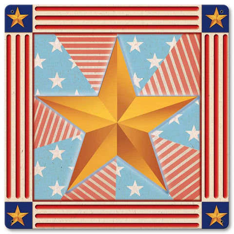 Stars and Stripes 12 x 12 Satin Metal Sign