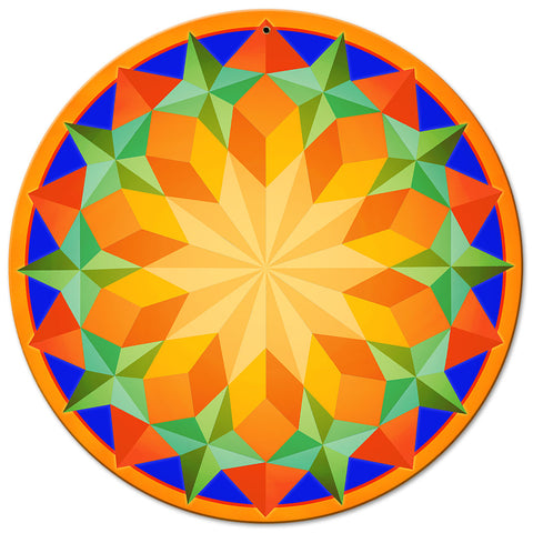 Sun Pattern 14 x 14 Round Metal Sign