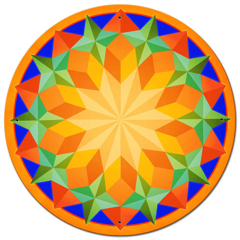 Sun Pattern 28 x 28 Round Metal Sign