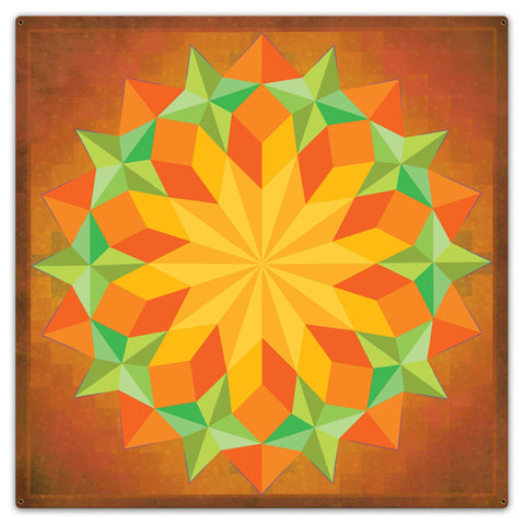 Sun Quilt Square 36 x 36 Custom Shape Metal Sign