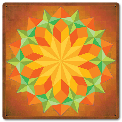 Sun Quilt Square 12 x 12 Satin Metal Sign