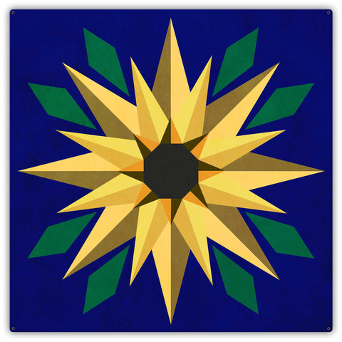 Sunflower Blue Background 42 x 42 Custom Shape Metal Sign