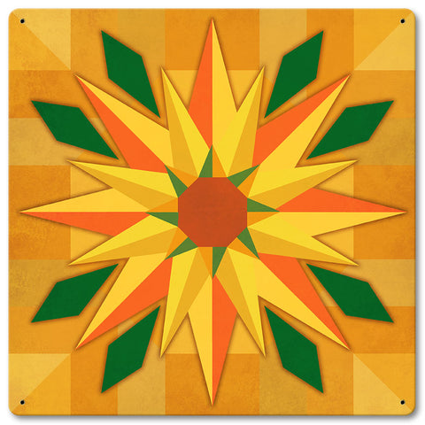 Southwest Sunflower Quilt 12 x 12 Satin Metal Sign