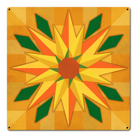 Southwest Sunflower Quilt 18 x 18 Custom Shape Metal Sign