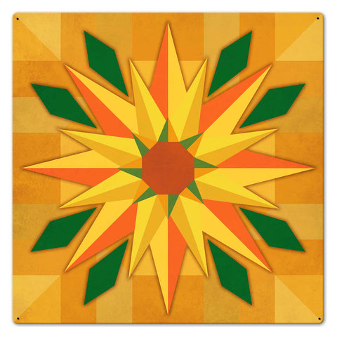 Southwest Sunflower Quilt 24 x 24 Custom Shape Metal Sign