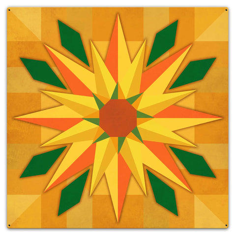 Southwest Sunflower Quilt 36 x 36 Custom Shape Metal Sign