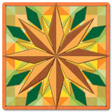8 Point Star Orange 12 x 12 Satin Metal Sign