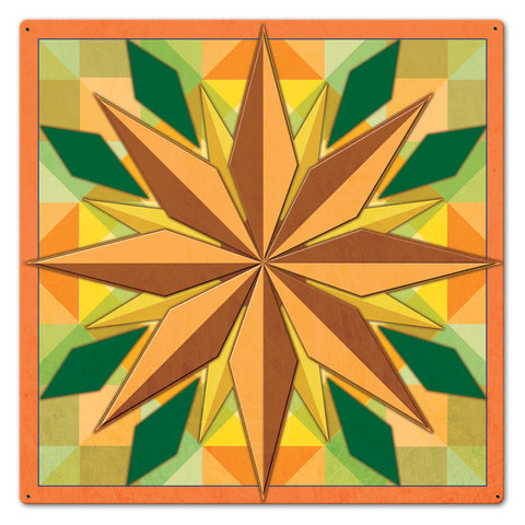 8 Point Star Orange 24 x 24 Custom Shape Metal Sign