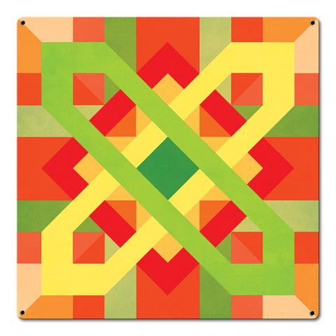 Four Corners Quilt 18 x 18 Custom Shape Metal Sign