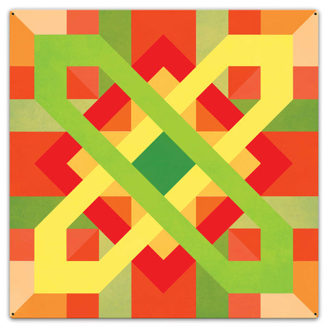 Four Corners Quilt 36 x 36 Custom Shape Metal Sign