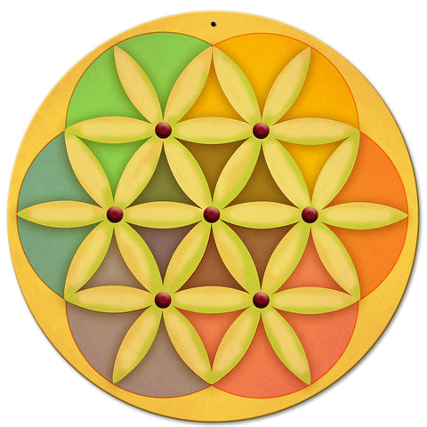 Flower Of Life 14 x 14 Round Metal Sign
