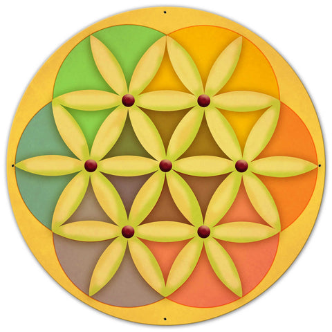 Flower Of Life 36 x 36 Custom Shape Metal Sign