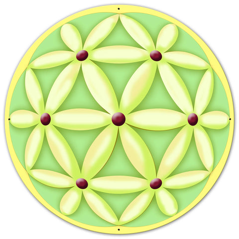 Flower Of Life Sphere 36 x 36 Custom Shape Metal Sign