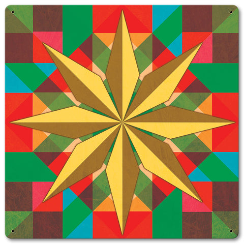 8 Squares Star 12 x 12 Satin Metal Sign