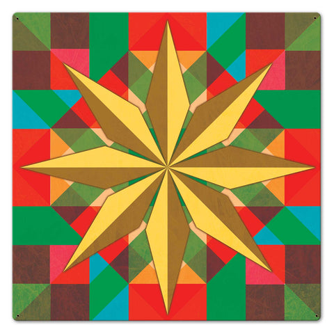 8 Squares Star 24 x 24 Custom Shape Metal Sign