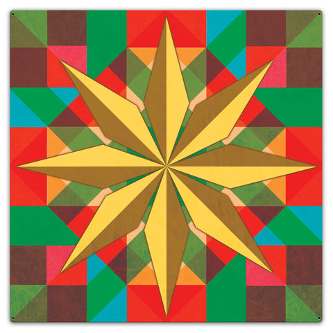 8 Squares Star 36 x 36 Custom Shape Metal Sign