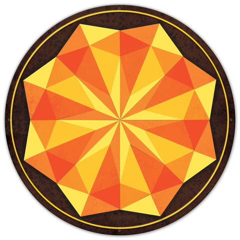 8 Point Star Orange 36 x 36 Custom Shape Metal Sign