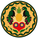 Peacocks and Heart Hex Sign 28 x 28 Round Metal Sign
